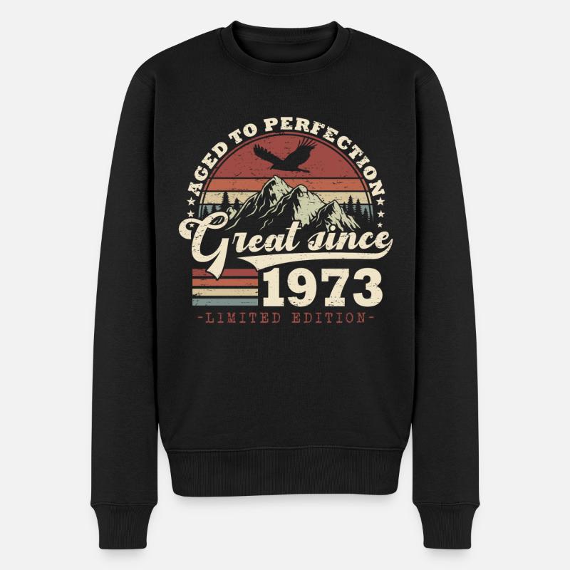 1973 Jahrgang geboren Vintage Geburtstag Geschenk - Männer Premium Bio Pullover - Schwarz
