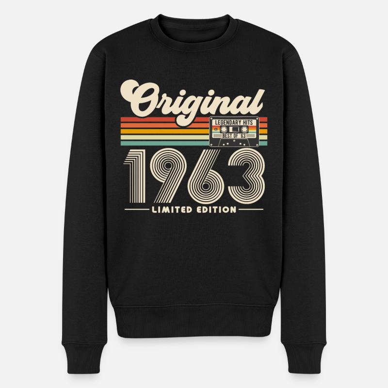 1963 Jahrgang Retro Vintage Geburtstag Geschenk - Männer Premium Bio Pullover - Schwarz