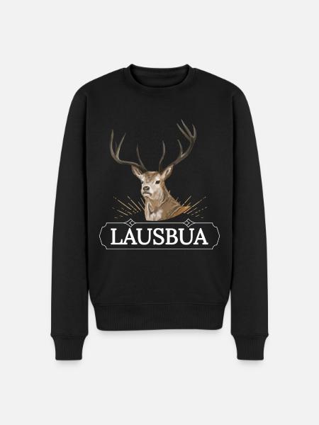Lausbua Hirsch Lederhosen - Männer Premium Bio Pullover - Schwarz