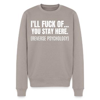 Reverse Psychology - Men's Premium Organic Jumper - taupe - Front - Nico (187cm)