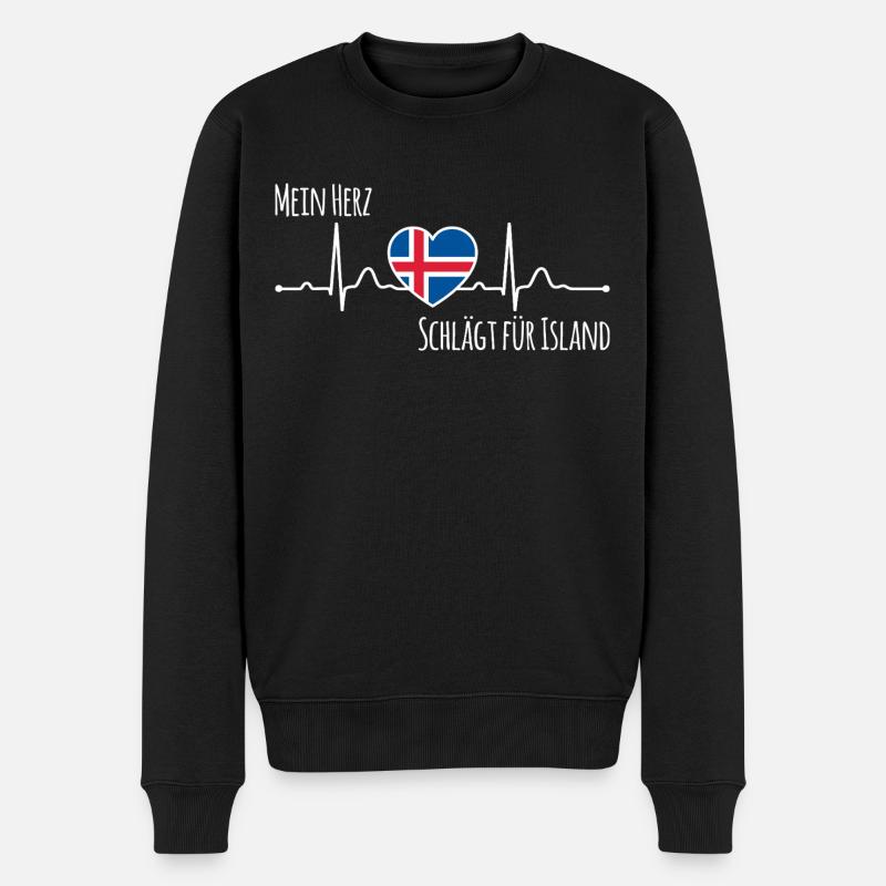Mon cœur bat pour l’Islande la Scandinavie - Pull Premium bio Homme - noir