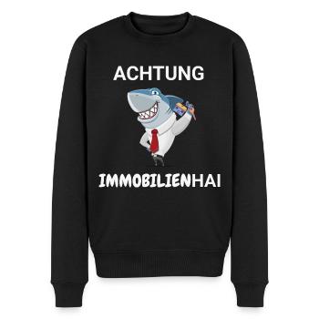 Achtung Immobilienhai - Männer Premium Bio Pullover - Schwarz - Vorne - Nico (187cm)