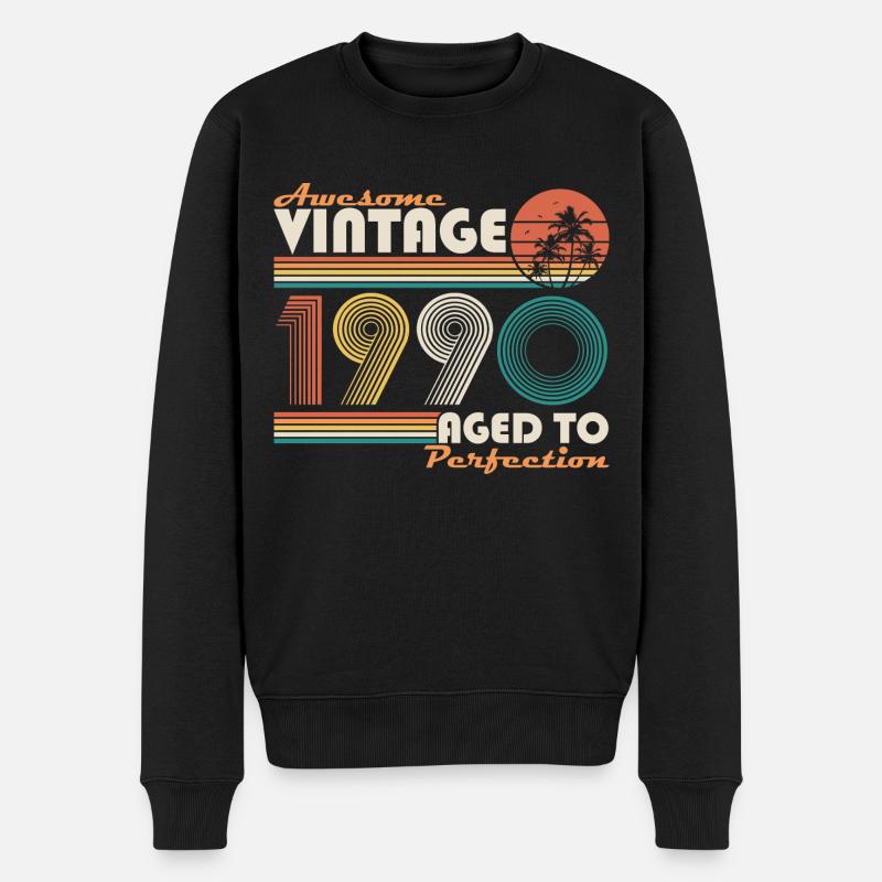 1990 Jahrgang Vintage Retro Geburtstag Geschenk - Männer Premium Bio Pullover - Schwarz