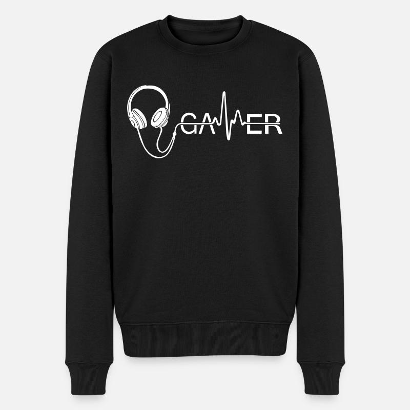 Battement de cœur Gamer - Pull Premium bio Homme - noir