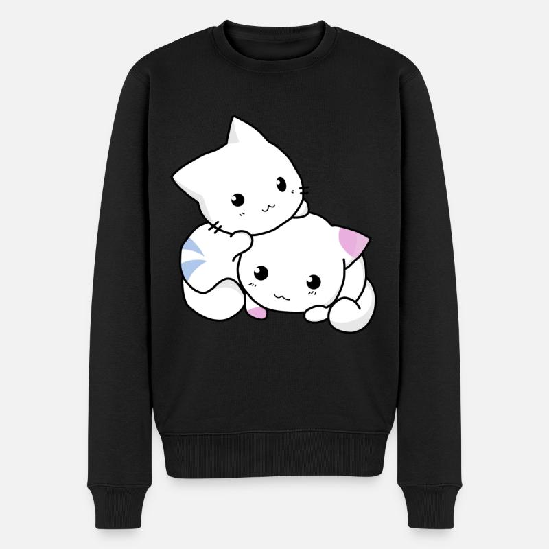 Kätzchen - Männer Premium Bio Pullover - Schwarz