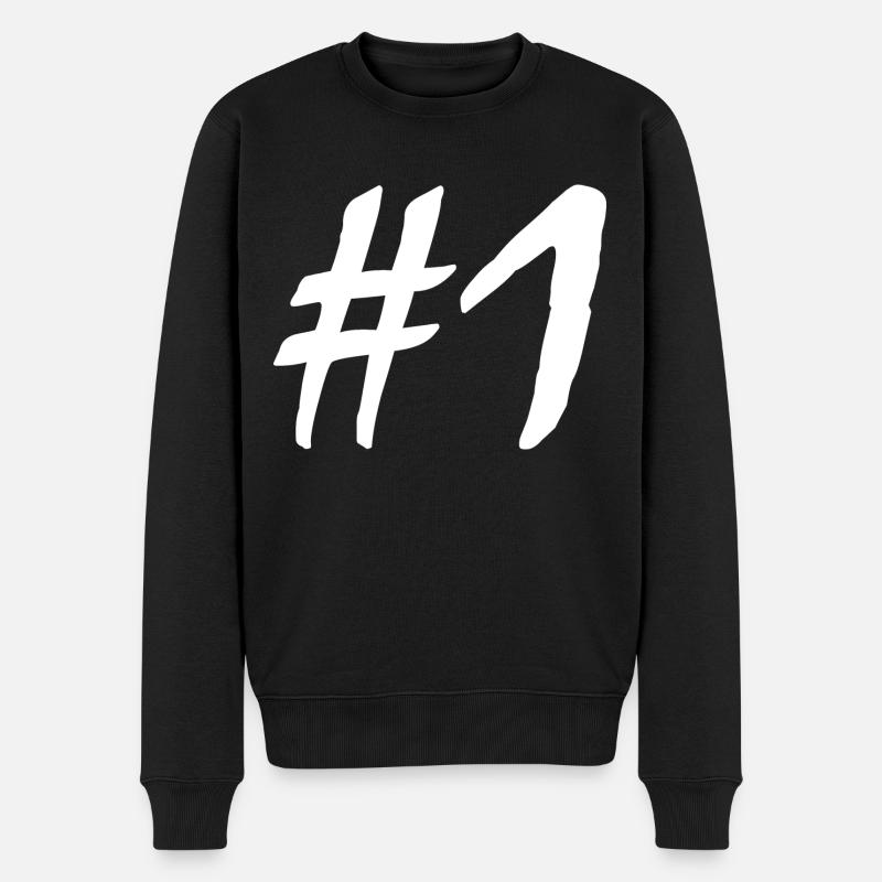 #1 - Männer Premium Bio Pullover - Schwarz