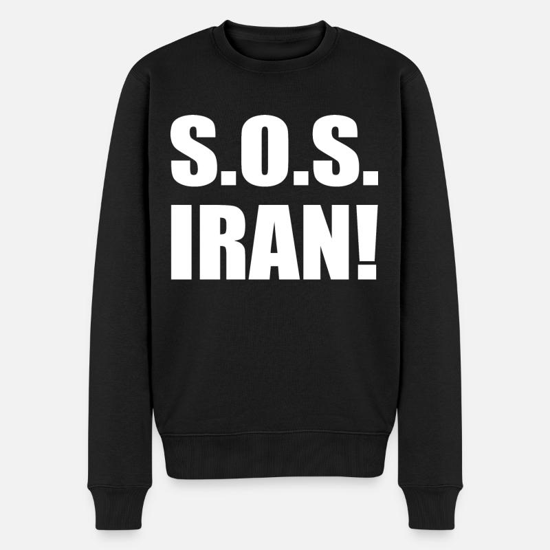 Sos iran - Männer Premium Bio Pullover - Schwarz