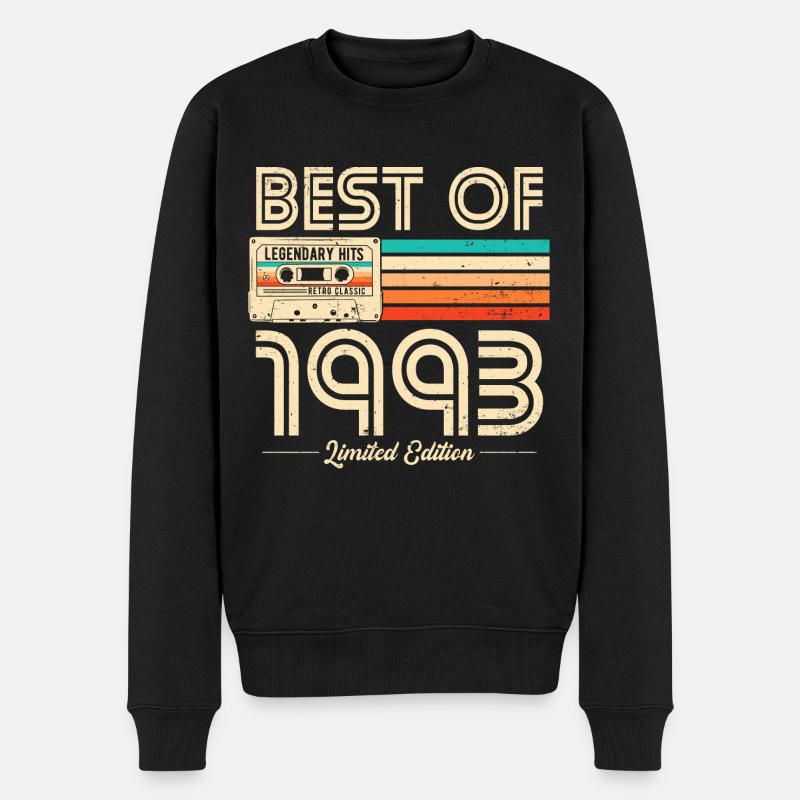 Vintage 1993 Jahrgang Retro Geburtstag Geschenk - Männer Premium Bio Pullover - Schwarz