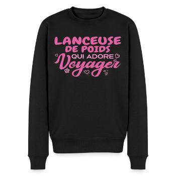 Lanceuse de poids globe-trotteuse passionnée - Pull Premium bio Homme - noir - Devant - Nico (187cm)