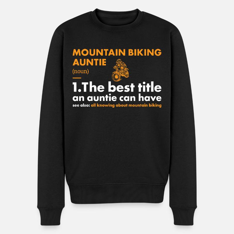 Biker Auntie Definition Mountain Biking - Männer Premium Bio Pullover - Schwarz