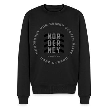 Norderney / Oase Strand / Black Edition - Männer Premium Bio Pullover - Schwarz - Vorne - Nico (187cm)