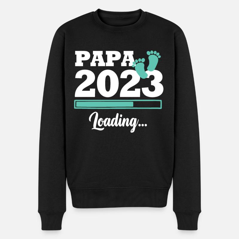 Papa 2023 wird geladen - Männer Premium Bio Pullover - Schwarz