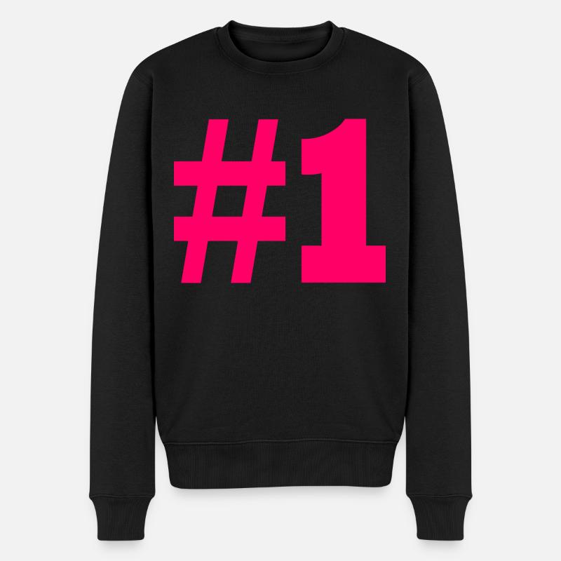 #1 - Männer Premium Bio Pullover - Schwarz