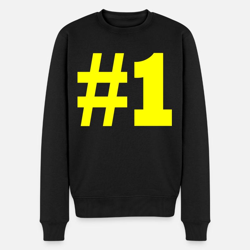 #1 - Männer Premium Bio Pullover - Schwarz