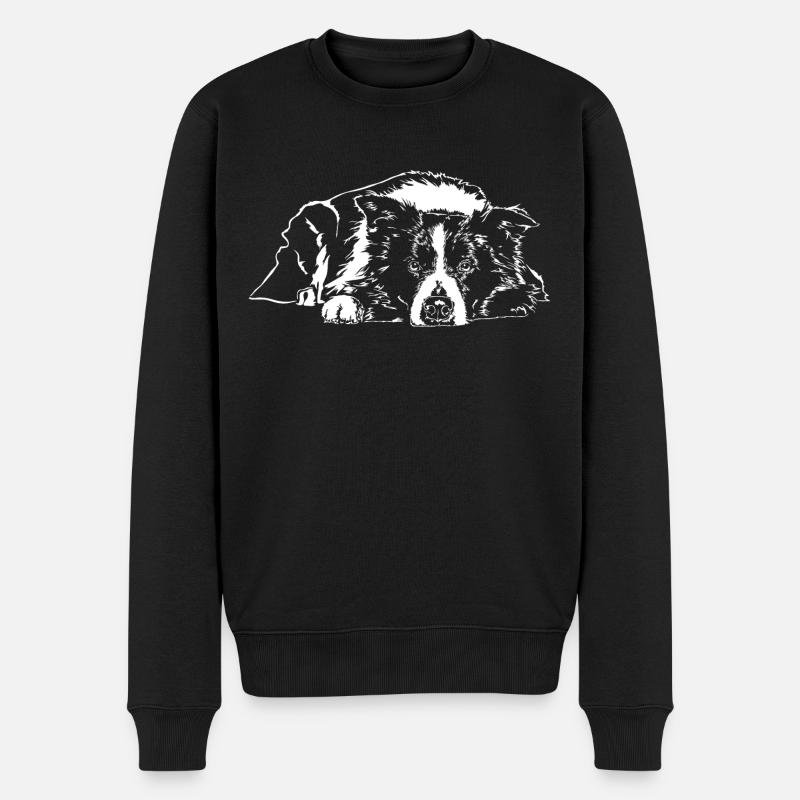 BORDER COLLIE Hundeportrait Hütehund Hund Wilsigns - Männer Premium Bio Pullover - Schwarz