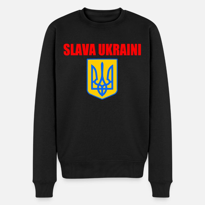 Slava ukraini - Männer Premium Bio Pullover - Schwarz