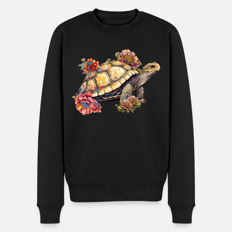 Hübsche Schildkröte - Männer Premium Bio Pullover - Schwarz