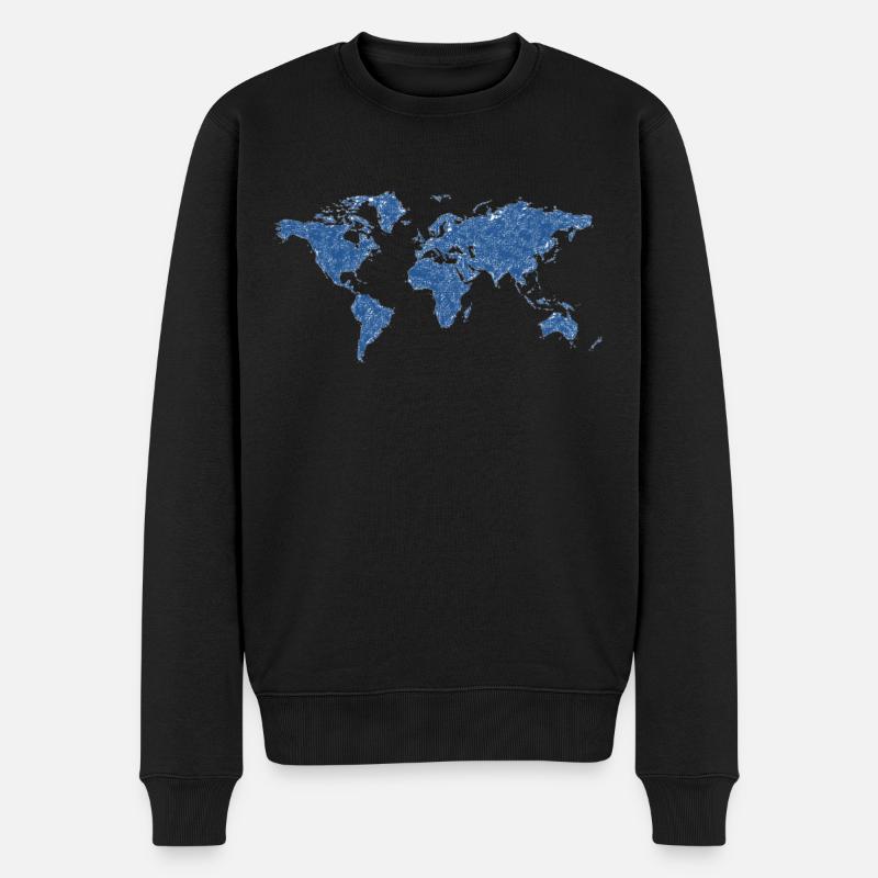 Weltkarte - Männer Premium Bio Pullover - Schwarz