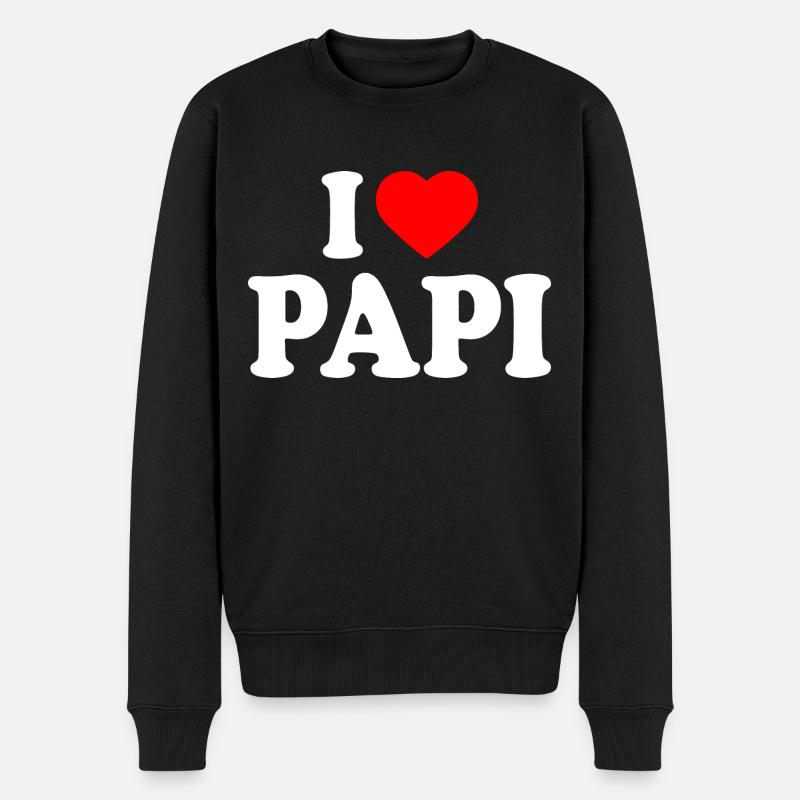 I love papi - Pull Premium bio Homme - noir