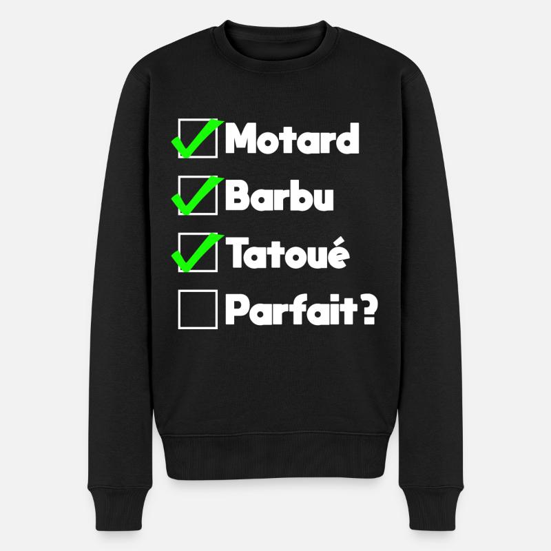 Motard - barbu - tatoué - parfait - Pull Premium bio Homme - noir
