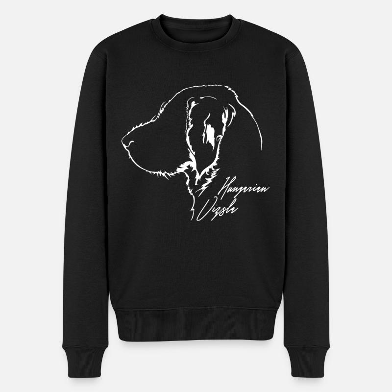 HUNGARIAN VIZSLA Wirehaired Profil Hunde Wilsigns - Männer Premium Bio Pullover - Schwarz
