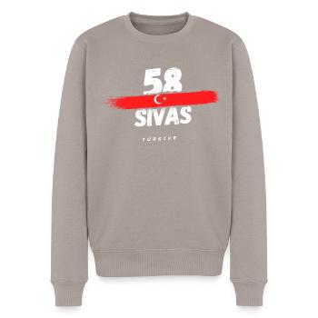 Sivas 58 Türkiye Türkei - Männer Premium Bio Pullover - Taupe - Vorne - Nico (187cm)