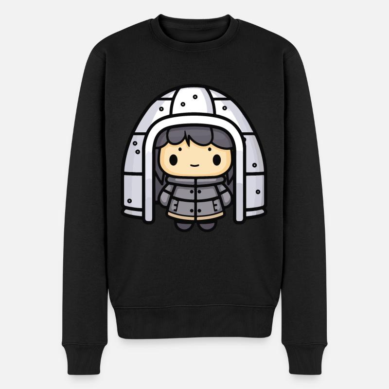 Igloo Eskimo Winter Comic - Men's Premium Organic Jumper - black