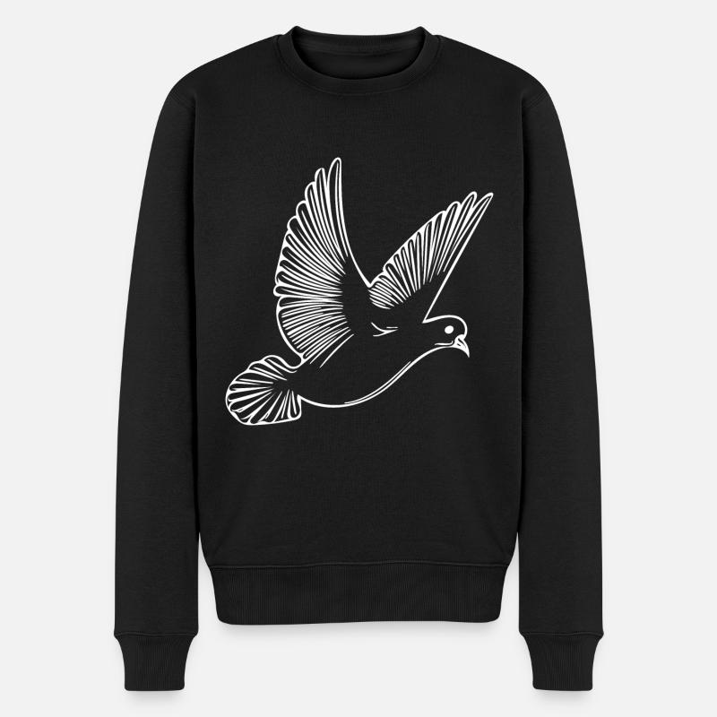 Fliegende Taube auf breiten Schwingen - Männer Premium Bio Pullover - Schwarz
