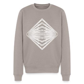 Geometrisches Vintage Dreiecke Muster - Männer Premium Bio Pullover - Taupe - Vorne - Nico (187cm)