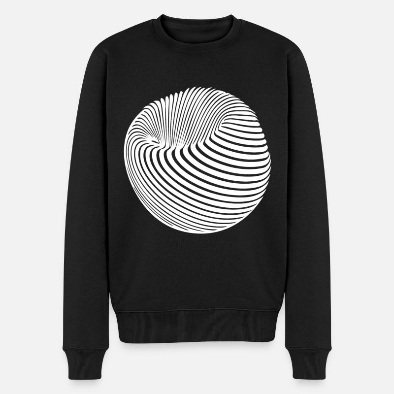 Geometrischer Kugel Körper mit Streifen - Männer Premium Bio Pullover - Schwarz