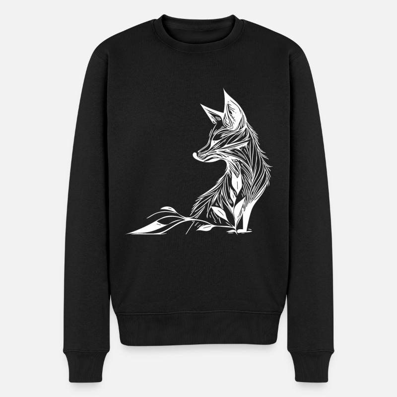 Elegantes Fuchs Porträt in Tattoo Linien Tinte - Männer Premium Bio Pullover - Schwarz