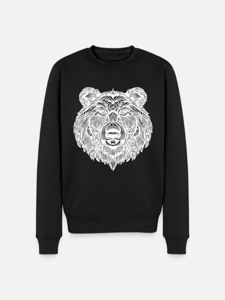 Cute shaggy bear's head - Men's Premium Organic Jumper - black