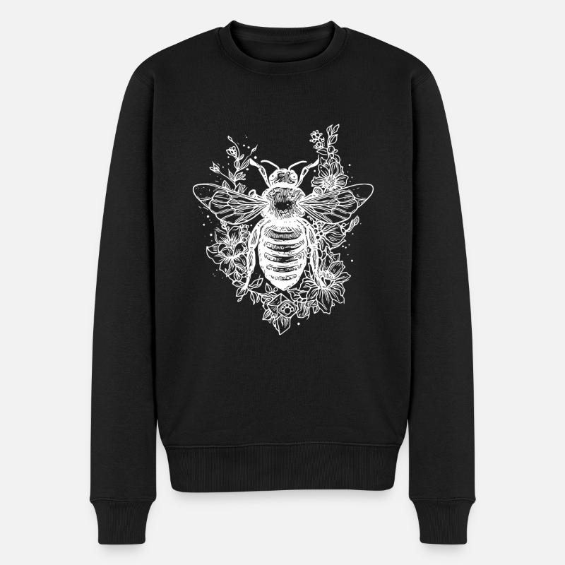 Mignonne petite abeille tatouée sur une fleur - Pull Premium bio Homme - noir
