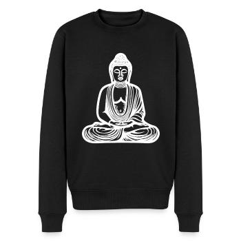 Tiefe Meditation Buddha Porträt spirituelle Natur - Männer Premium Bio Pullover - Schwarz - Vorne - Nico (187cm)