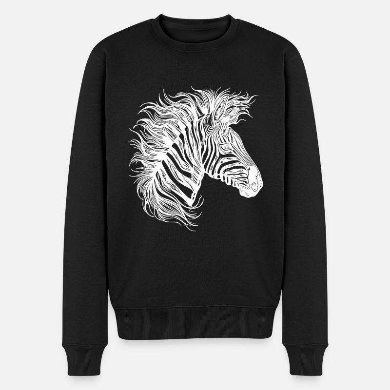 Wild Zebra Mane Tattoo Style Lignes - Pull Premium bio Homme - noir
