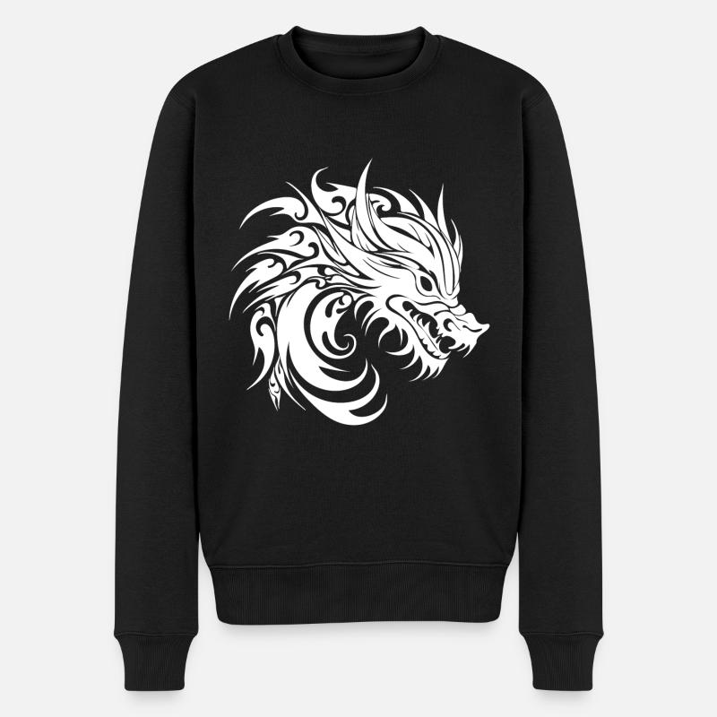 Sifflement Style Tatouage Dragon Tête - Pull Premium bio Homme - noir