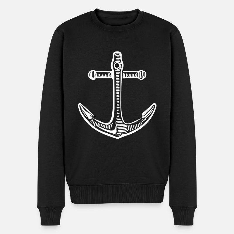 Vintage Anker Skipper Tattoo Seefahrt Design - Männer Premium Bio Pullover - Schwarz