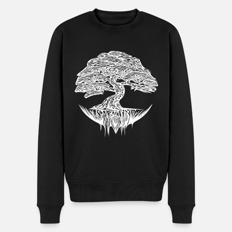 Eleganter Bonsai Baum - Männer Premium Bio Pullover - Schwarz
