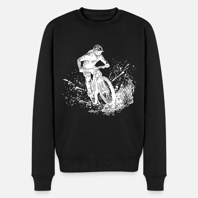 Berg Mountainbiker Schlamm Spritzer Abfahrt - Männer Premium Bio Pullover - Schwarz