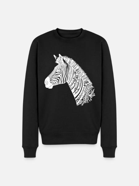 Zebra Head Tattoo Style Lines - Men's Premium Organic Jumper - black