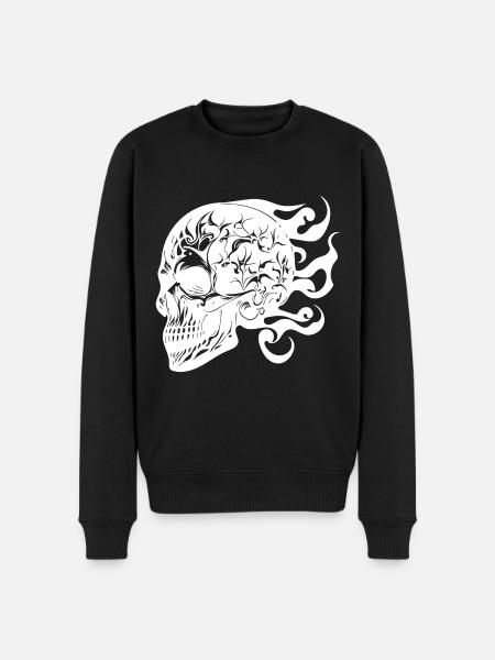 Laughing Burning Grinning Tattoo Skull - Men's Premium Organic Jumper - black