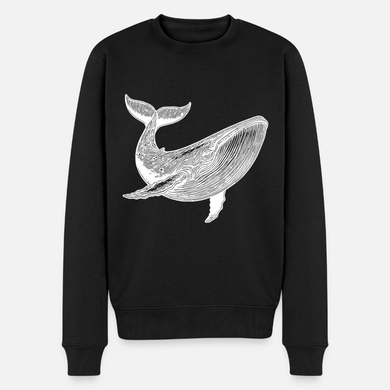 Großer Vintage Wal gewaltiges Meerestier - Männer Premium Bio Pullover - Schwarz