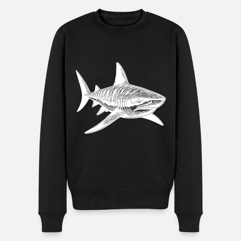 Grand requin tigre Vintage requin animal préféré - Pull Premium bio Homme - noir