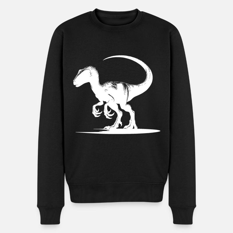 Gefährlicher Dino Velociraptor Dinosaurier - Männer Premium Bio Pullover - Schwarz