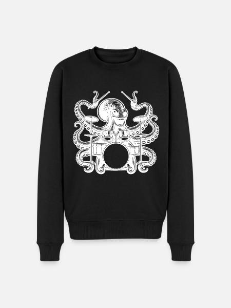 Charming octopus on drums - Men's Premium Organic Jumper - black