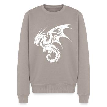 Dragon volant en style tatouage - Pull Premium bio Homme - taupe - Devant - Nico (187cm)