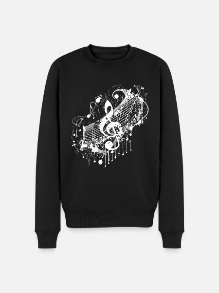 Vintage Music Clef i tatoveringsstil - Økologisk premium-sweatshirt til mænd - sort