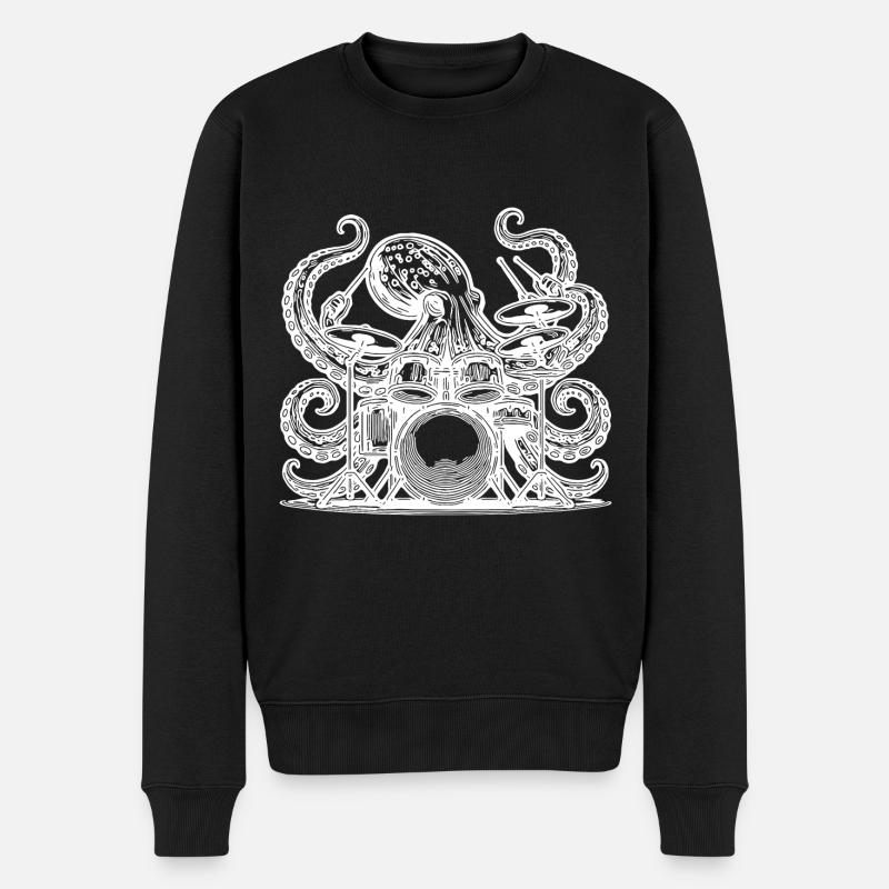 Pieuvre cool sur batterie - Pull Premium bio Homme - noir