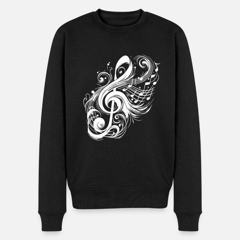 Clé de musique vintage avec des Notes sauvages - Pull Premium bio Homme - noir