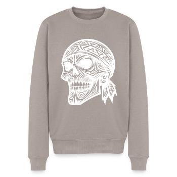 Pirate Costume Wild Skull Tribal Tattoo Style - Pull Premium bio Homme - taupe - Devant - Nico (187cm)